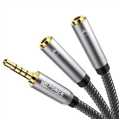3,5 mm-es férfi - 2 női audio elosztó Aux kábel